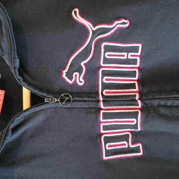 Puma black spellout logo full zip sweater size medium - Picture 2 of 8